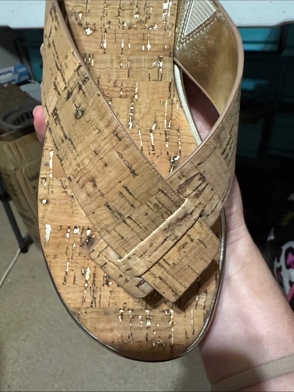 Donald J. Pliner Cork-Textured Slide Sandals in Tan